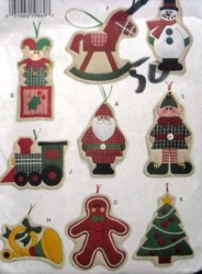 3595 SOFT XMAS ORNAMENT, BEAR, SOLDIER, DRUM, TRAIN, ELF PATTERN